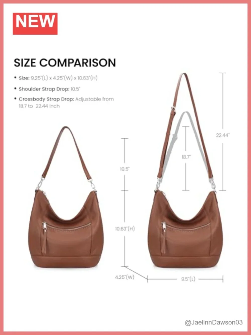 Genuine Leather Crossbody Hobo Purse for Women Soft Lightweight Handbags with 2